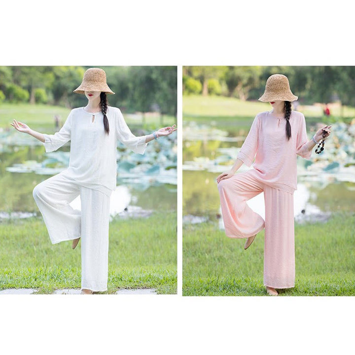 Conjunto de ropa de práctica matutina espiritual Zen para meditación y oración de Tai Chi, conjunto para mujer - image 24