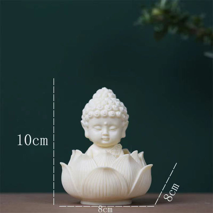 Buddha Stones Mini fruta de marfil Tathagata Buda Lotus Kwan Yin Avalokitesvara Manjusri Samantabhadra Serenity decoración de escritorio