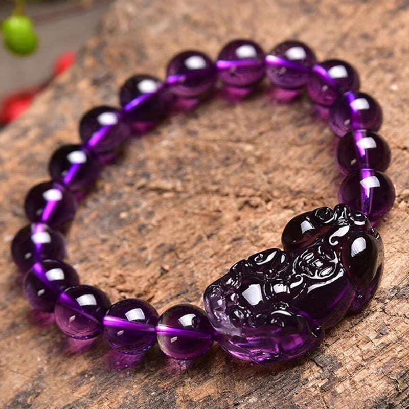 Pulsera de riqueza de fortuna con amatista Feng Shui de Buddha Stones