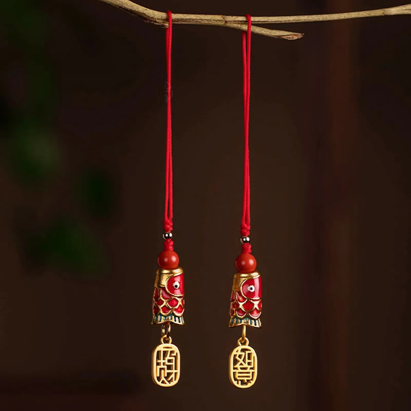 Buddha Stones, pez Koi, cinabrio que atrae la riqueza, deseo Ruyi, amuleto de suerte, decoración colgante para teléfono