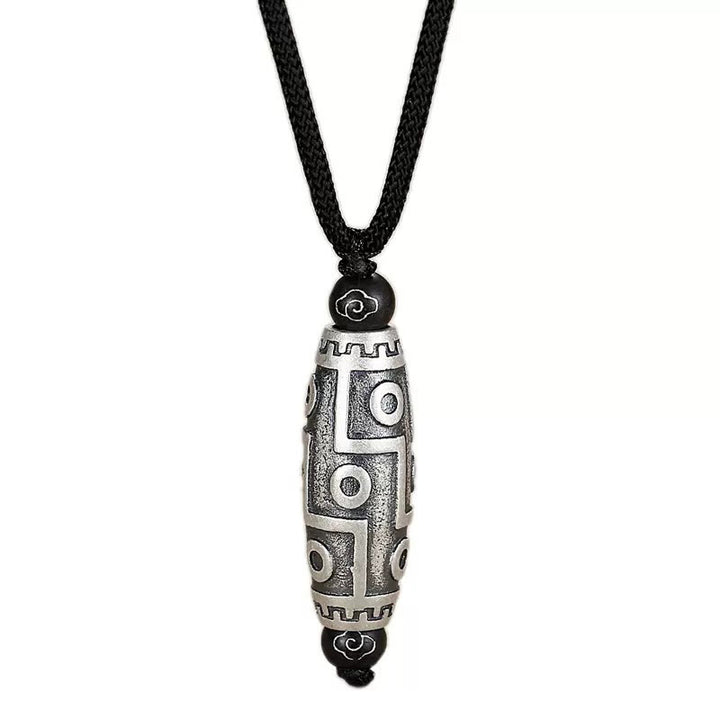 Buddha Stones Tíbet, colgante de collar de riqueza con patrón de cuentas Dzi de nueve ojos, nubes propicias de cobre