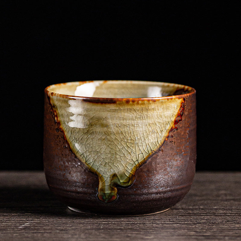 Taza de té de cerámica con cambio de horno marrón Retro con Buddha Stones, taza de té de Kung Fu