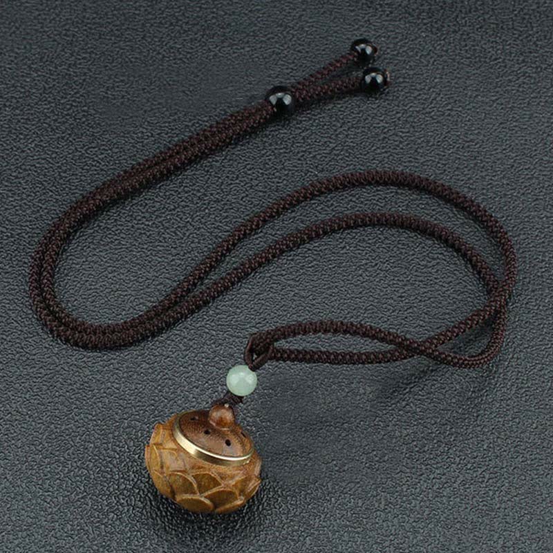 Buddha Stones Tíbet Sándalo Verde Palisandro Om Mani Padme Hum Loto Collar Calmante Positivo Colgante - image 11