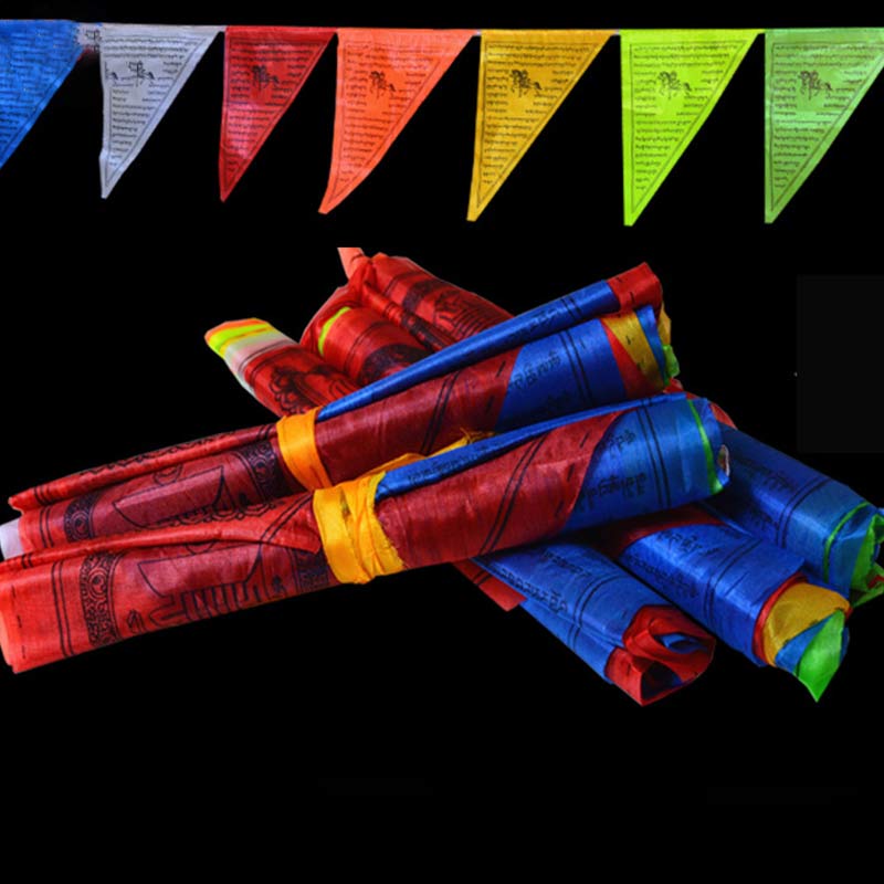 Banderas de oración triangulares para exteriores con bendición tibetana (25 unidades) - 6 metros - image 0