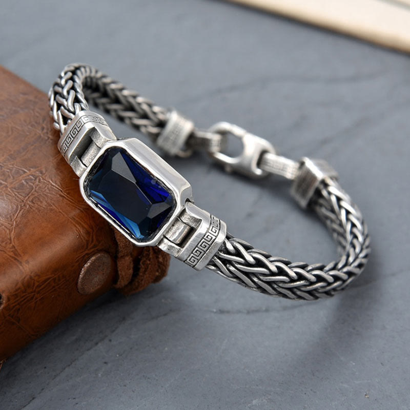 Pulsera con hebilla de riqueza curativa con diseño trenzado de quilla de dragón acrílico azul Retro con Buddha Stones