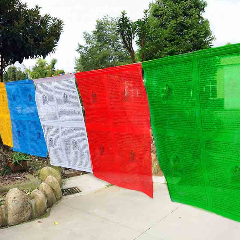 Bandera de oración tibetana para exteriores, 25 piezas, con diseño de caballo de viento de 5 colores y espíritu auspicioso. - 11,3 metros - image 0