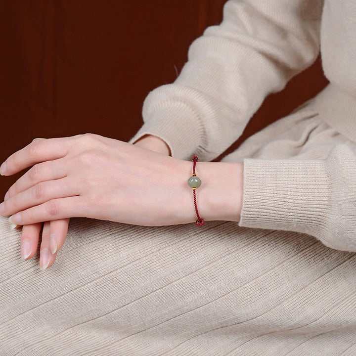 Pulsera de hilo rojo de la suerte de loto de jade hetiano chapado en plata de ley 925 con Buddha Stones - image 6