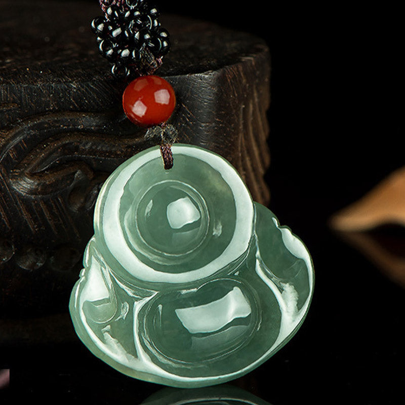 Colgante de collar de cuerda de abundancia de jade de Buda sonriente - image 6