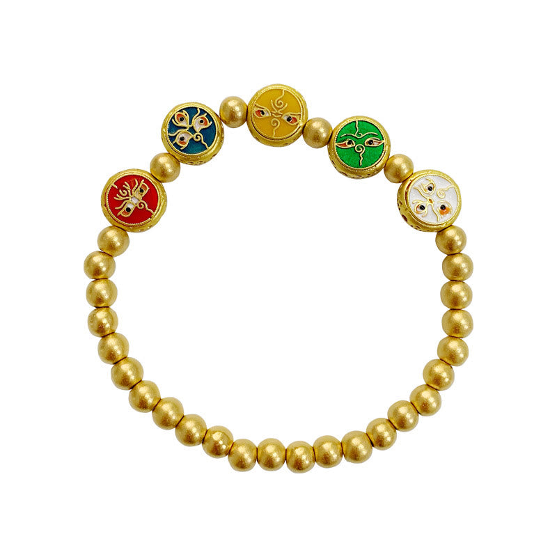Pulsera de la suerte con cuentas de cobre, cinco dioses tibetanos de la riqueza , Buddha Stones