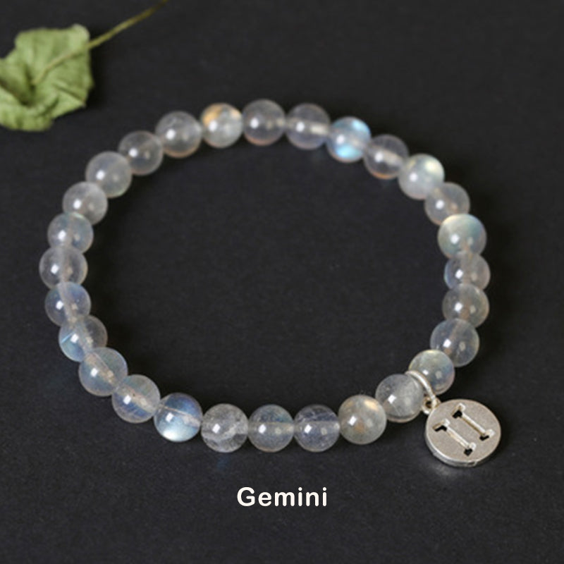 Pulsera con Encanto 12 Constelaciones del Zodíaco Piedra Lunar