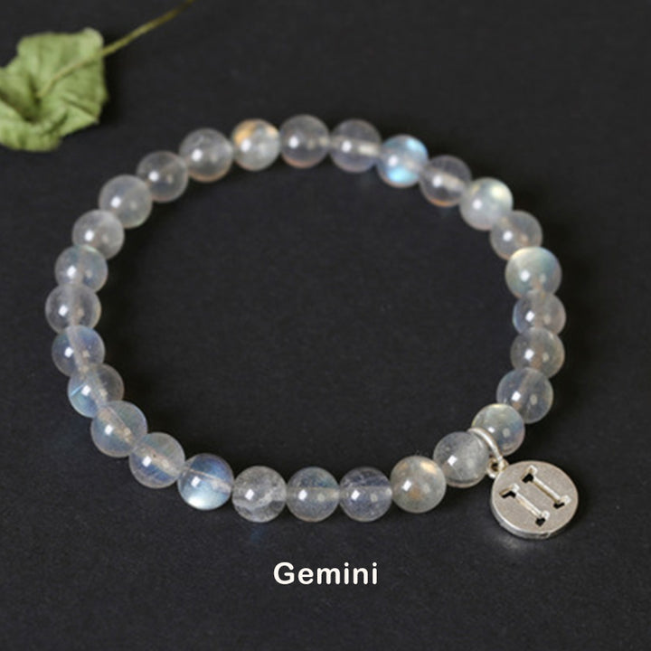 Pulsera con Encanto 12 Constelaciones del Zodíaco Piedra Lunar