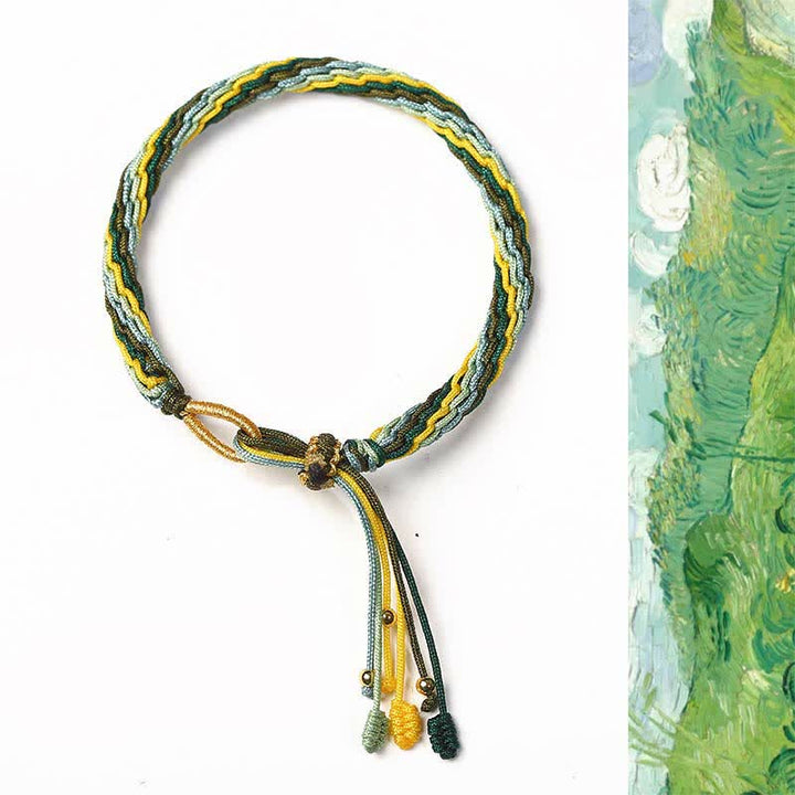 Pulsera trenzada de protección de cuerda de suerte con nudo de reencarnación