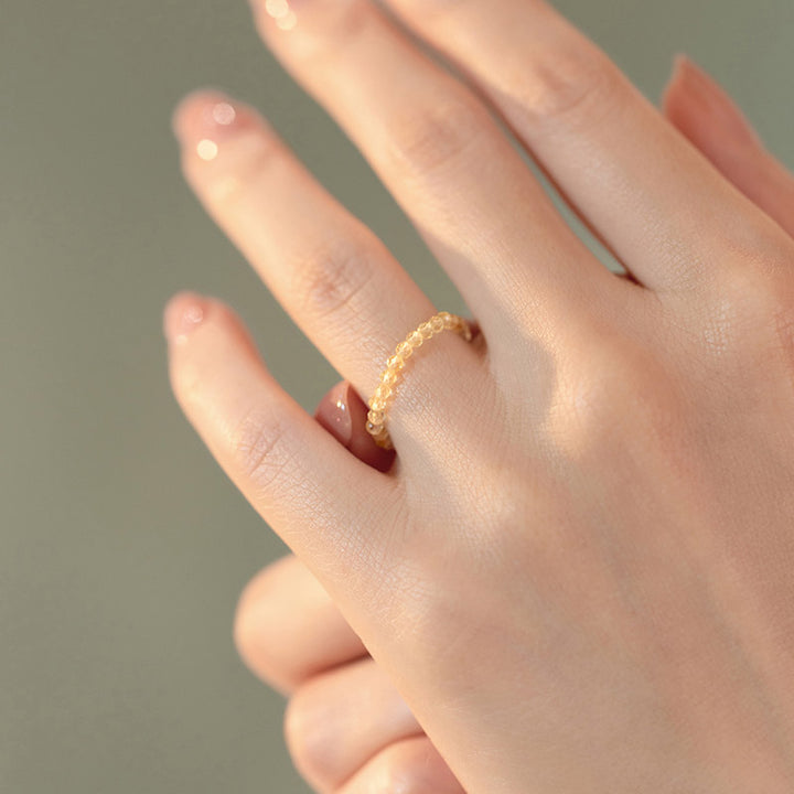 Anillo de prosperidad y felicidad con citrino natural de Buddha Stones