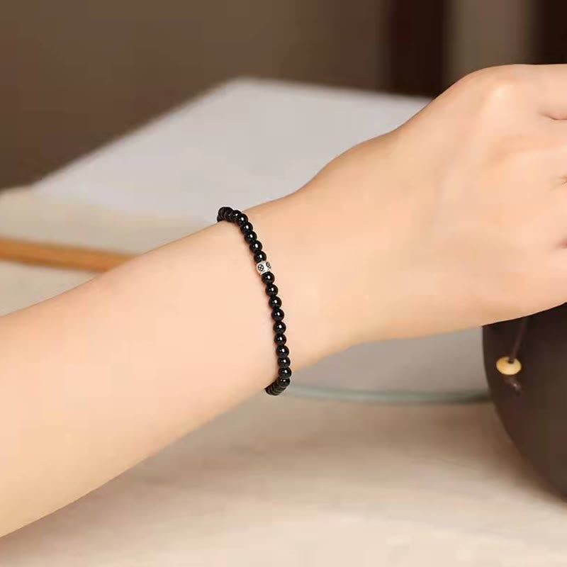 Pulsera de fuerza de purificación de cuarzo ahumado de obsidiana negra natural con Buddha Stones