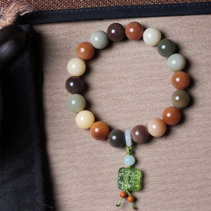 Pulsera de la paz con dije de cristal Liuli, semilla de Bodhi, gradiente multicolor Natural, Buddha Stones