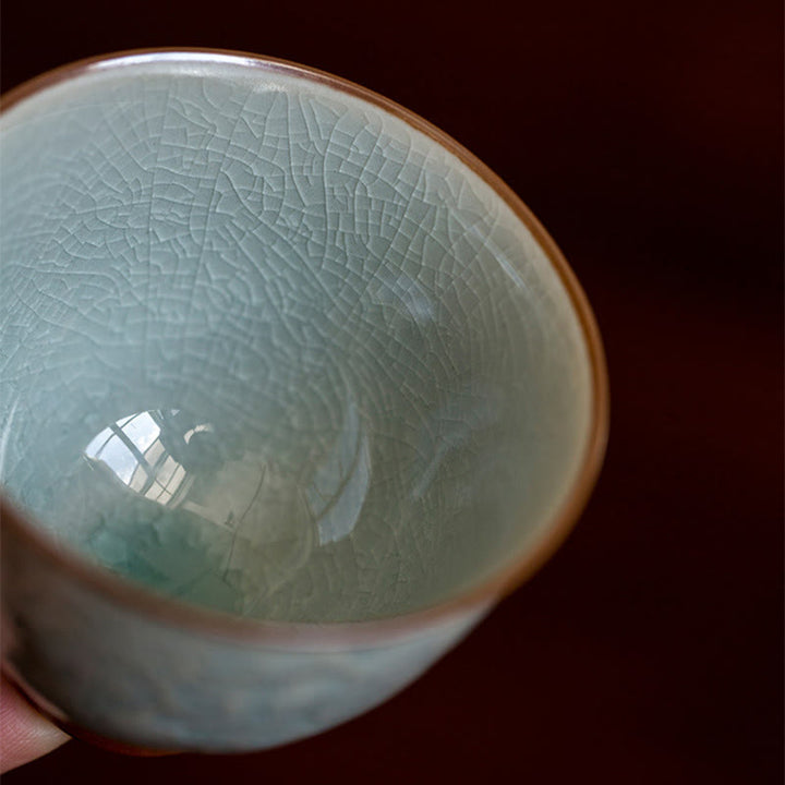 Taza de té de cerámica tallada en loto con Buddha Stones , taza de té de Kung Fu