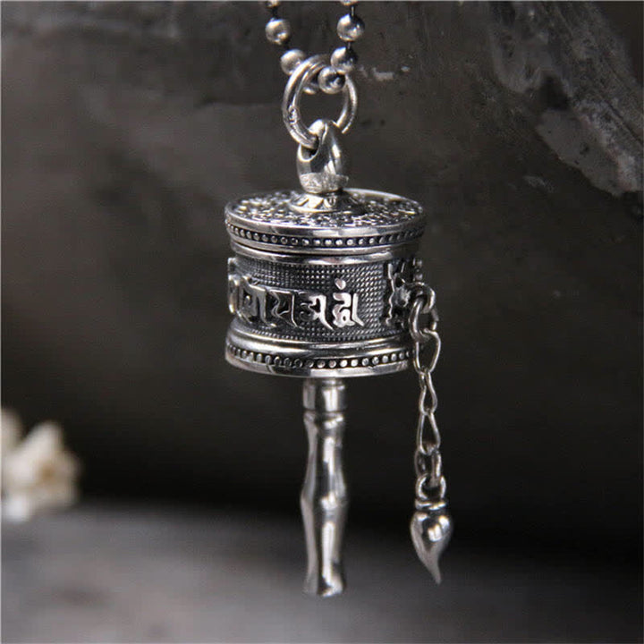 Collar con colgante giratorio de plata de ley 925 con rueda de oración Om Mani Padme Hum - Om Mani Padme Hum (solo colgante) - Plata de ley 925 - image 1