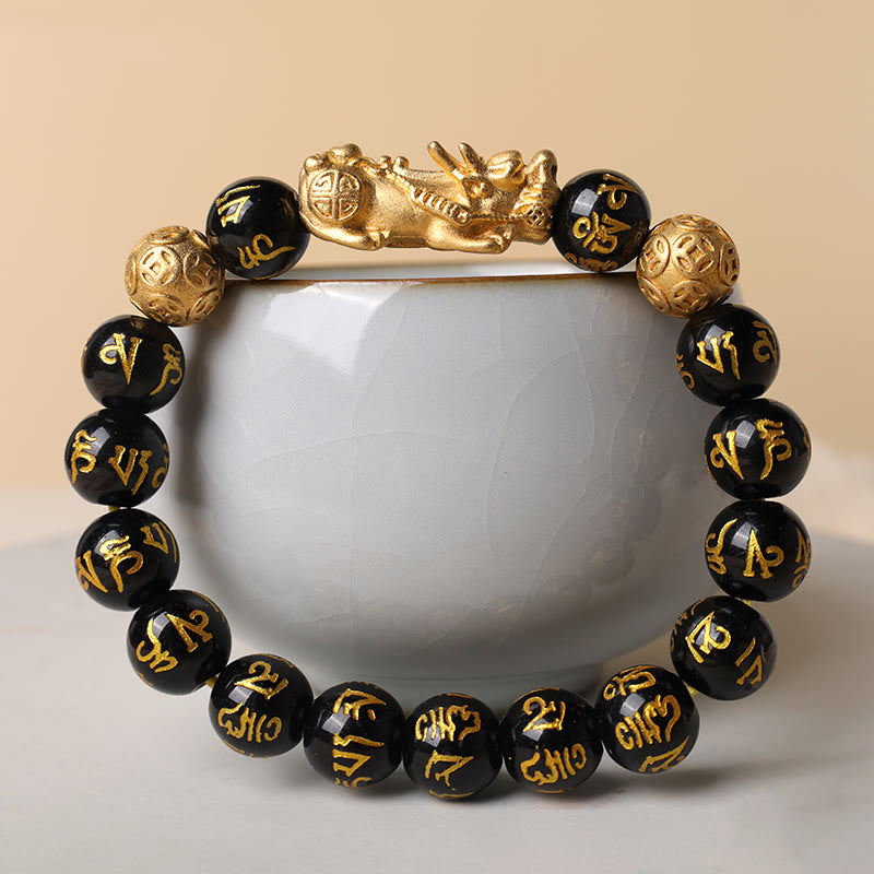 Pulsera de obsidiana para atraer riqueza Feng Shui PiXiu