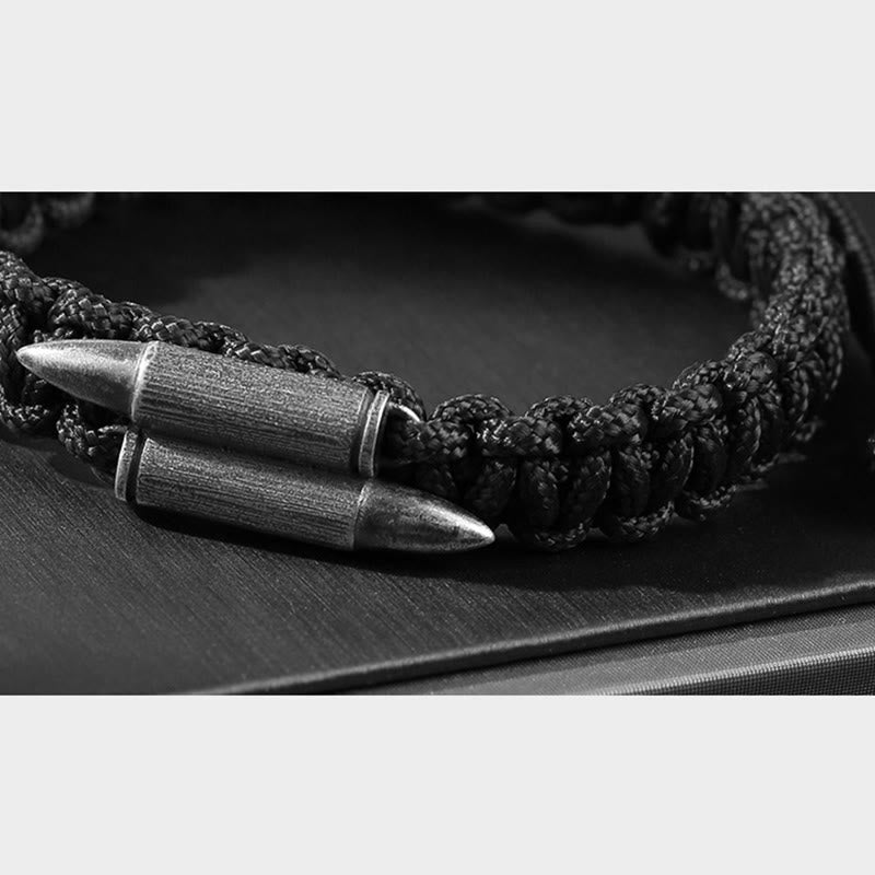 Pulsera de cuerda trenzada con diseño de bala de plata de ley 925 con Buddha Stones