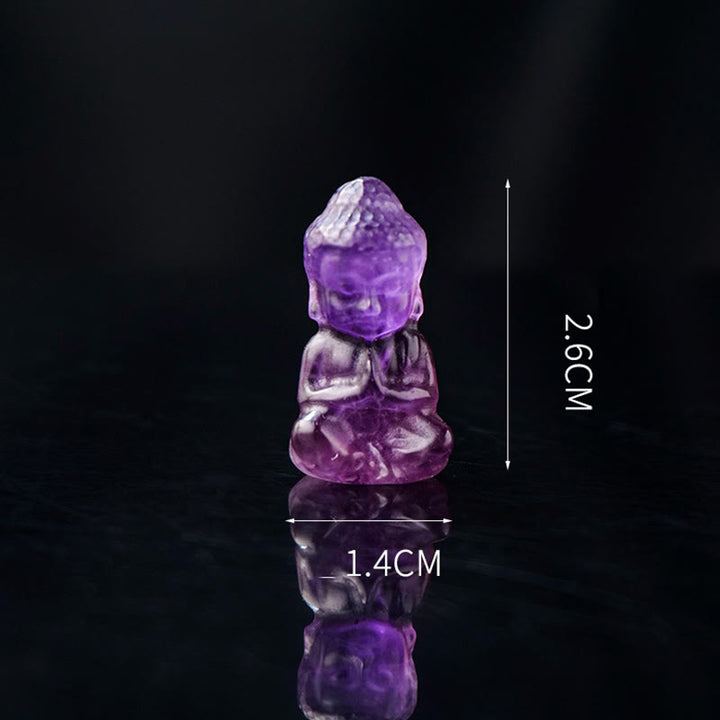 Buddha Stones Varios Cristal Amatista Cristal Rosa Cristal Blanco Citrino Buda Tallado Collar de Curación Espiritual Colgante Decoración