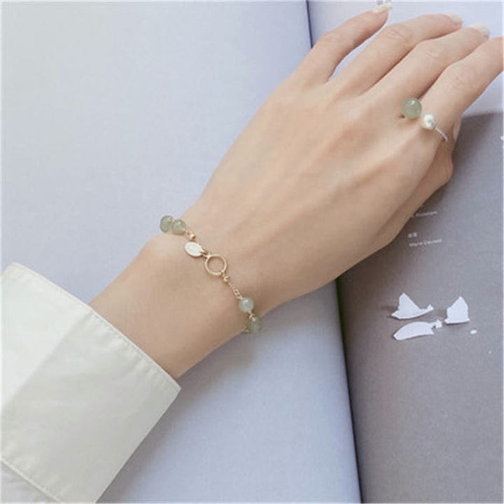 Pulsera con cuentas de suerte llena de oro de 14 quilates con jade hetiano natural único de Buddha Stones