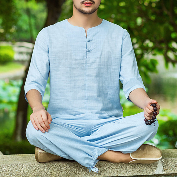 Conjunto de uniforme para hombre, ropa de práctica Zen espiritual, meditación , Buddha Stones