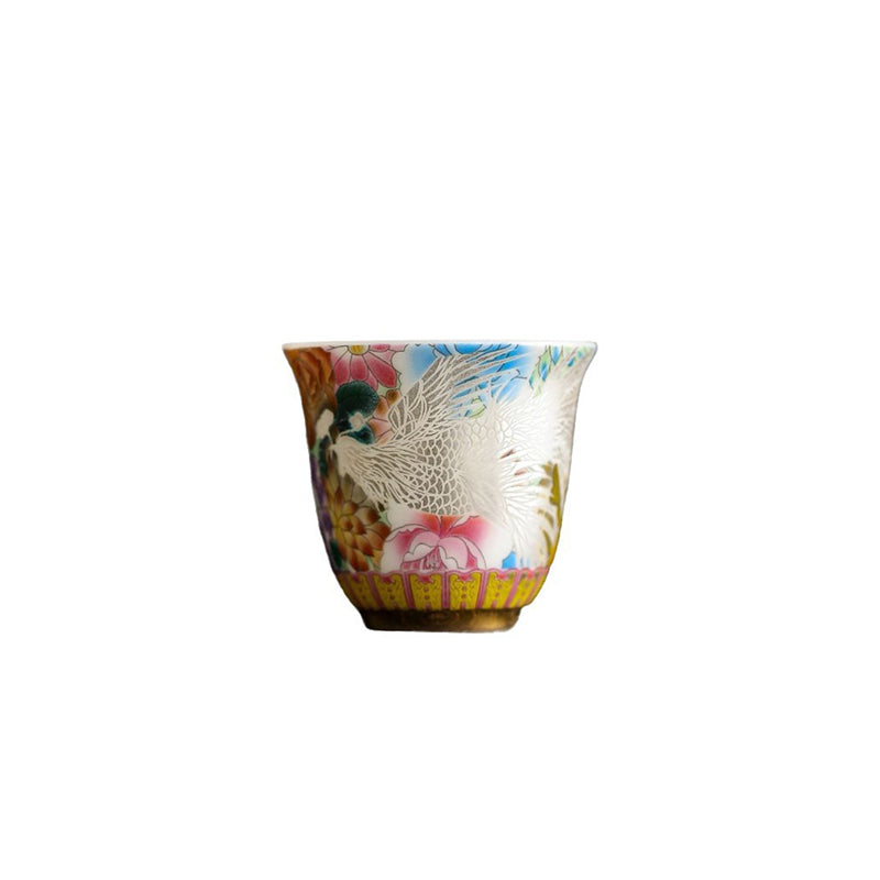 Taza de té de cerámica con flores de Fénix y dragón de Buddha Stones , taza de té de Kung Fu de 50ml