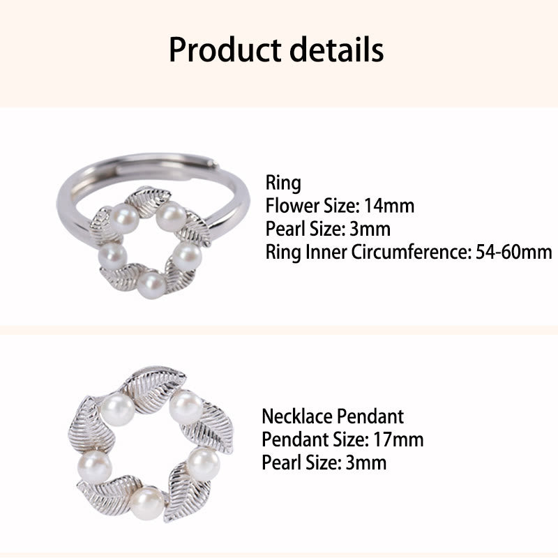 Juego de pendientes y anillo con colgante de sabiduría curativa con diseño de hoja de perlas de plata de ley 925 con Buddha Stones
