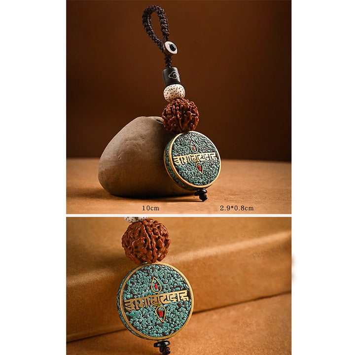 Llavero de paz con Buddha Stones tibetanas Om Mani Padme Hum Bodhi Seed
