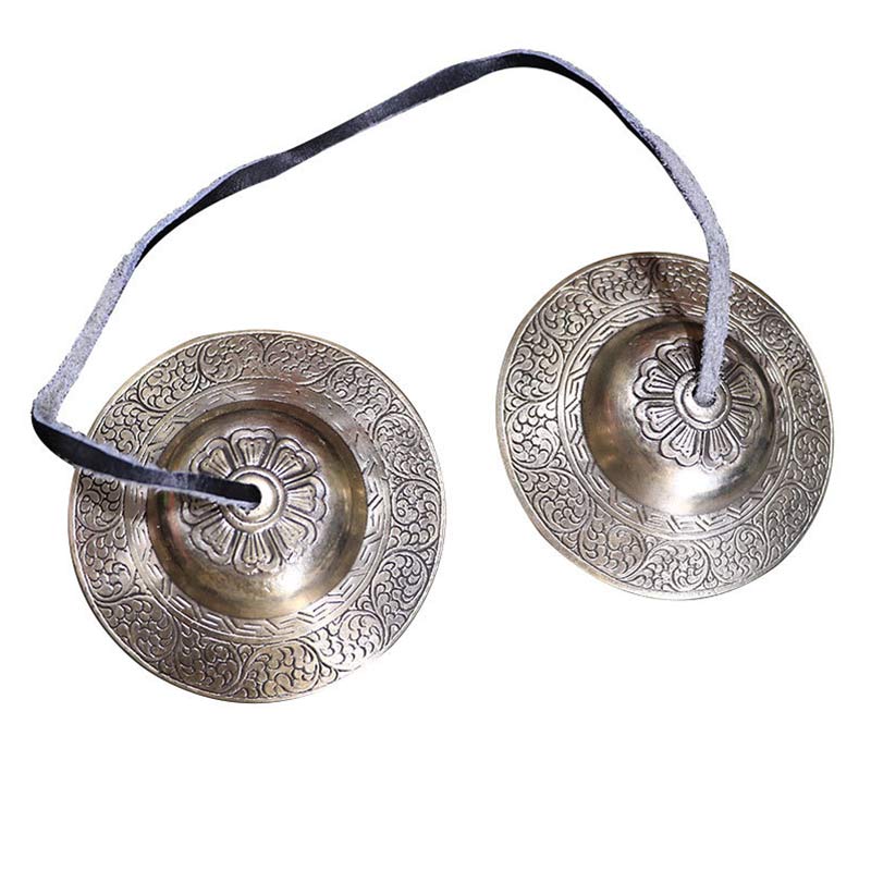 Campana tibetana Tingsha, nube auspiciosa, seis palabras verdaderas, decoración de riqueza de cobre