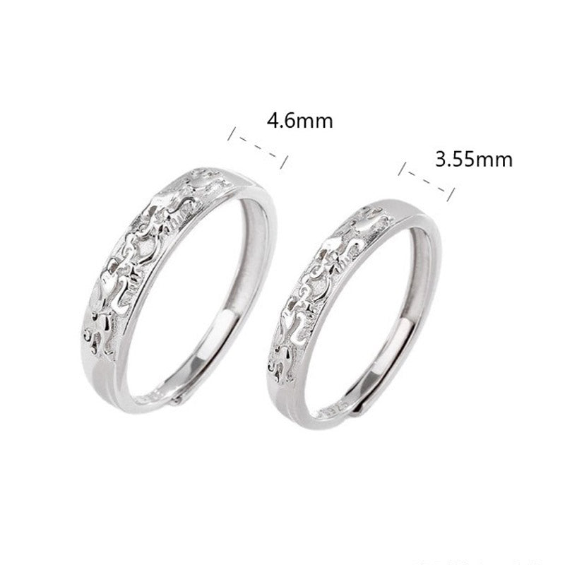 Anillo de pareja ajustable PiXiu Balance de plata de ley 925 con Buddha Stones
