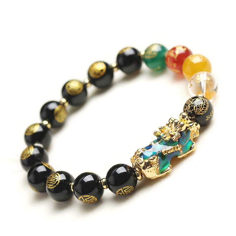 Pulsera de la suerte de obsidiana Pixiu que cambia de color con Buddha Stones
