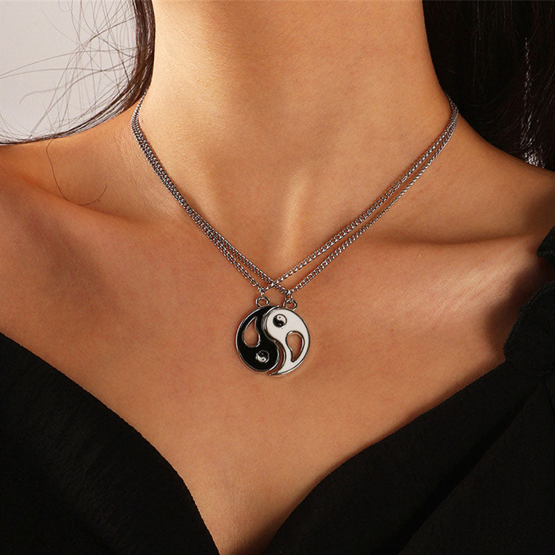 2 piezas collar de pareja con colgante Yin Yang