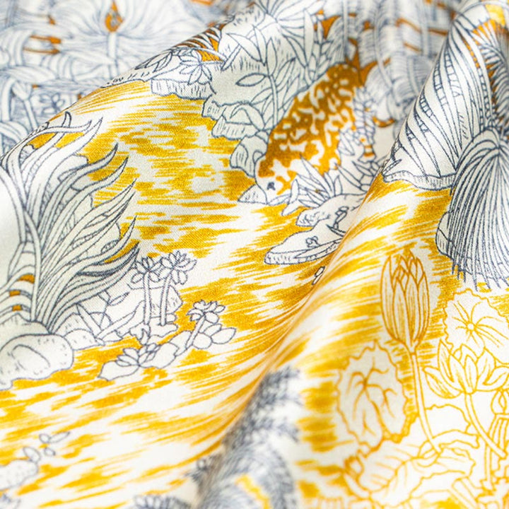 Bufanda de seda de morera 100% con pintura al óleo de jungla de Buddha Stones , bufanda de cuello de seda de doble cara de grado superior 6A - image 2