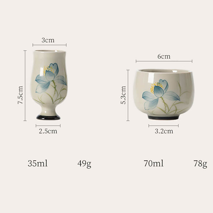 Taza de té de cerámica de flor de loto pintada a mano con Buddha Stones, taza de té de Kung Fu