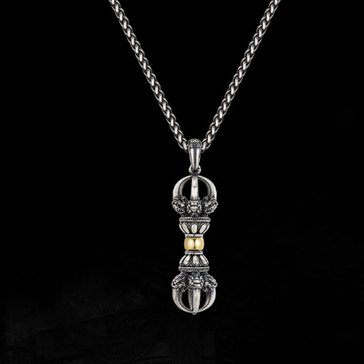 Colgante de collar de riqueza con diseño tibetano Dorje Vajra de Buddha Stones