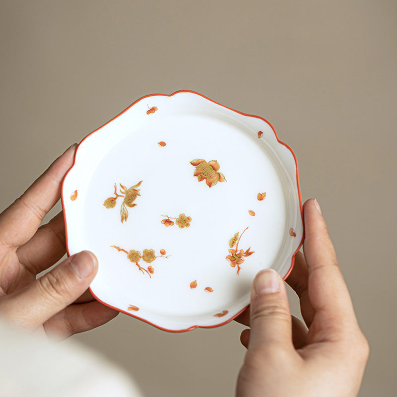 Taza de té y platillo con tapa, Gaiwan Sancai de cerámica, flores de porcelana blanca, Buddha Stones, Kung Fu