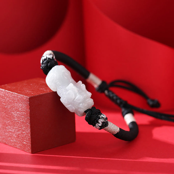 Pulsera de cuerda trenzada de Buddha Stones hecha a mano de Jade Natural PiXiu suerte prosperidad - image 1