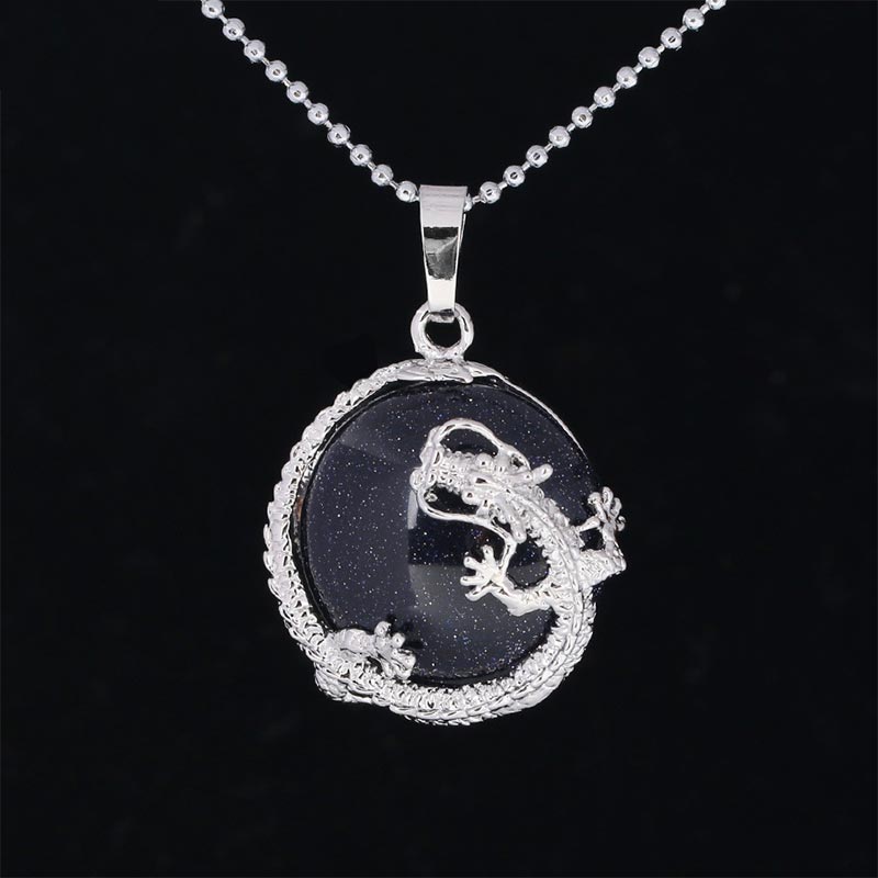 Colgante de collar de energía curativa de cristal de cuarzo Natural de dragón chino con Buddha Stones - arenisca azul - image 7