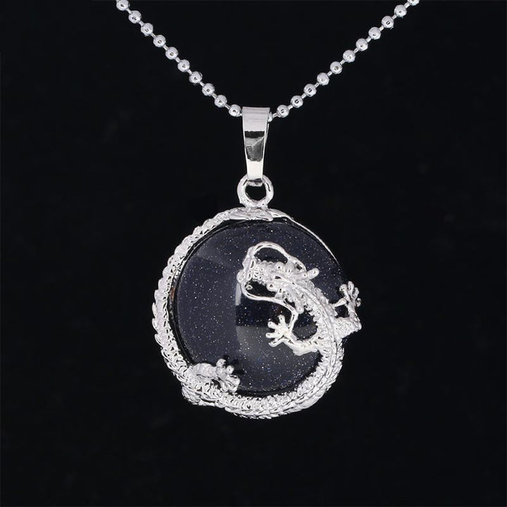 Colgante de collar de energía curativa de cristal de cuarzo Natural de dragón chino con Buddha Stones - arenisca azul - image 7