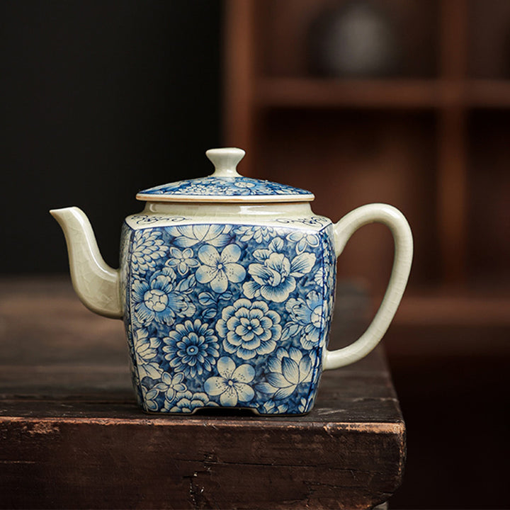 Buddha Stones porcelana azul y blanca té chino Gongfu cerámica tetera de kungfú taza filtro de té bote