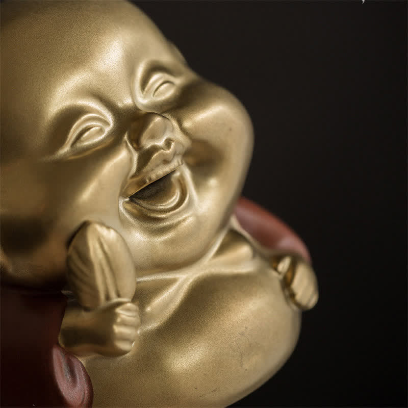 Quemador de incienso curativo de cerámica de Buda sonriente del pequeño Buda