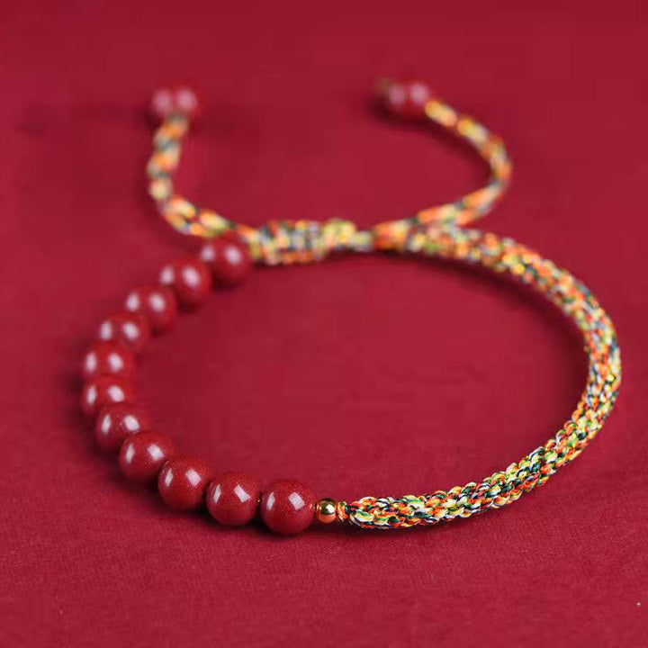 Pulsera de hilo de bendición con nudo King Kong de cinabrio natural con Buddha Stones