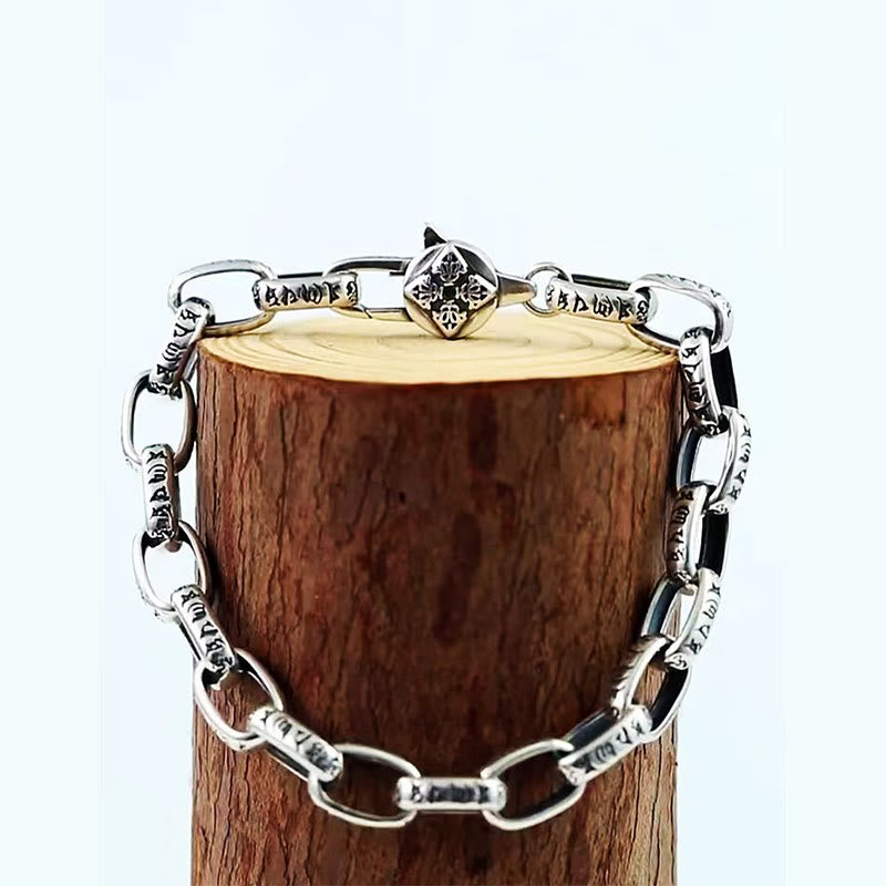 Pulsera de sabiduría grabada en cobre con Buddha Stones Om Mani Padme Hum doble Dorje