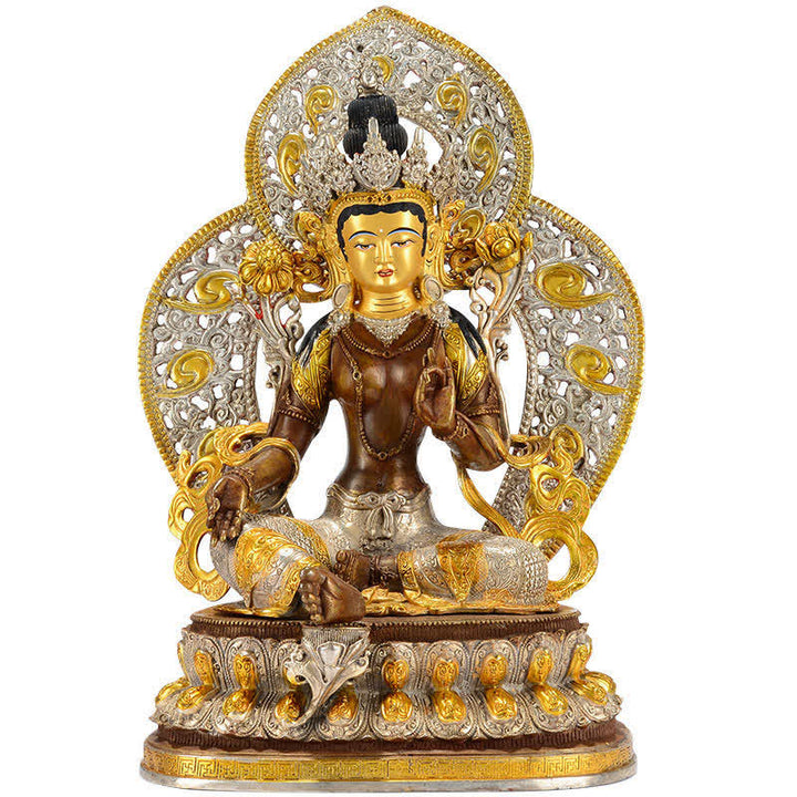 Decoración de estatua de cobre Bodhisattva Green Tara Hope - 10 pulgadas - image 0