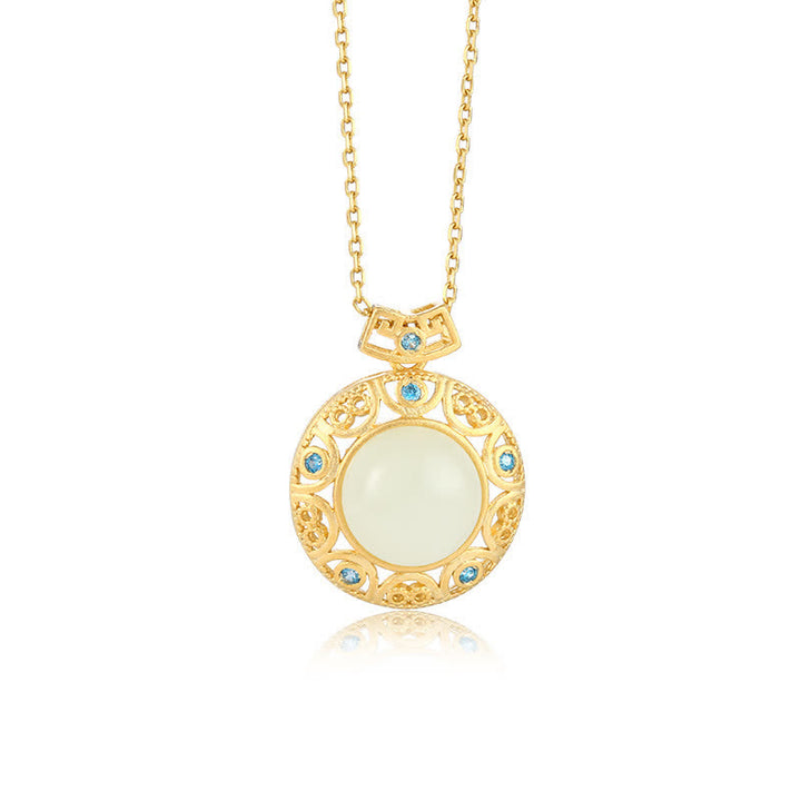 Colgante de plata de ley 925 con calcedonia verde y jade blanco hetiano