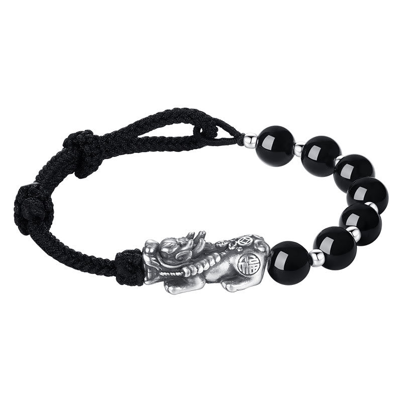 Buddha Stones, Plata de Ley 999, FengShui PiXiu, obsidiana negra Natural, pulsera resistente con cuentas de plata esterlina 925 - image 11