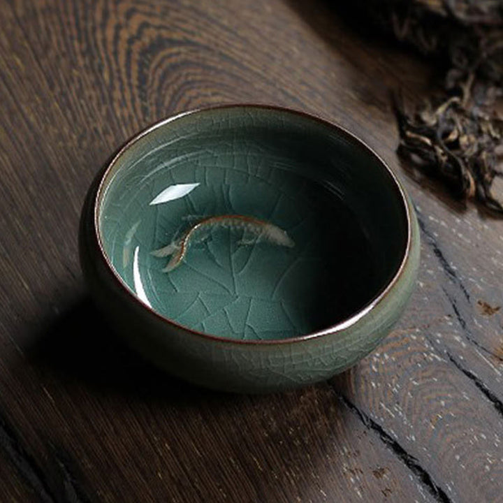 Taza de té de cerámica con forma de pez koi de colores y Buddha Stones - image 12