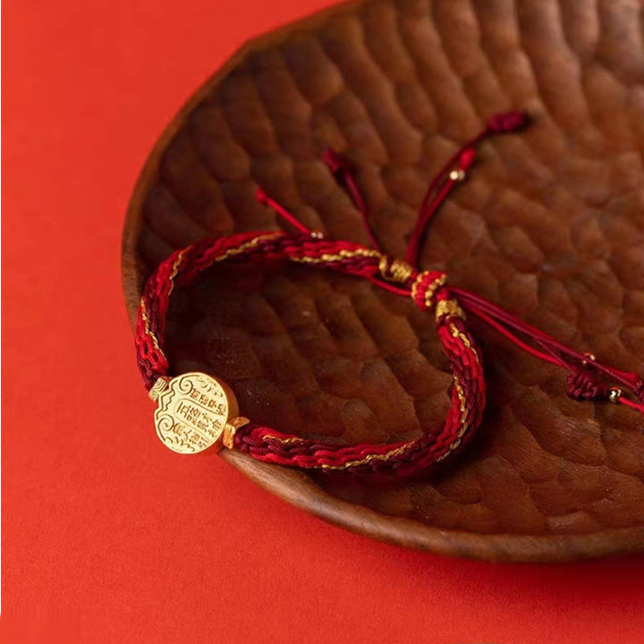 Pulsera trenzada de cuerda de protección con nudo de reencarnación hecha a mano dioses de la riqueza de cinco direcciones con piedras de Buddha Stones