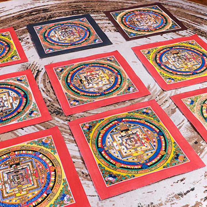 Caja ciega con pintura de Mandala Thangka hecha a mano tibetana, patrón de Color aleatorio